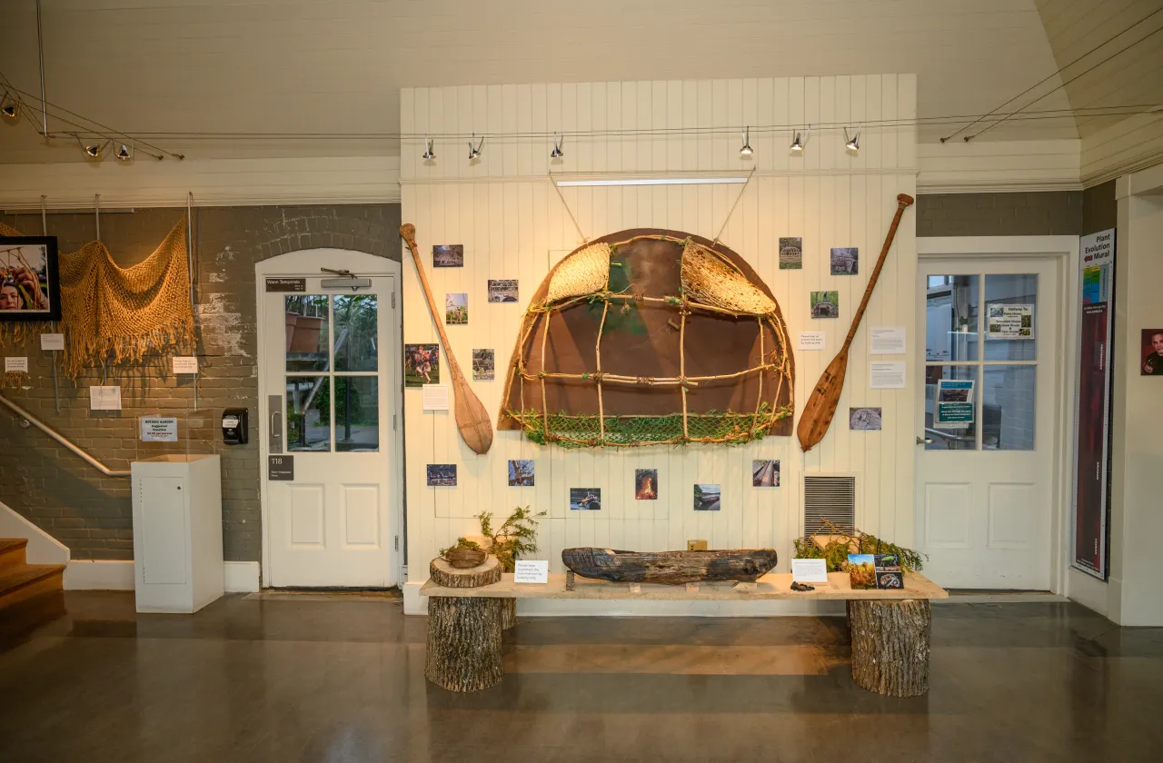 mini mishoon and mini wetu on display with photos